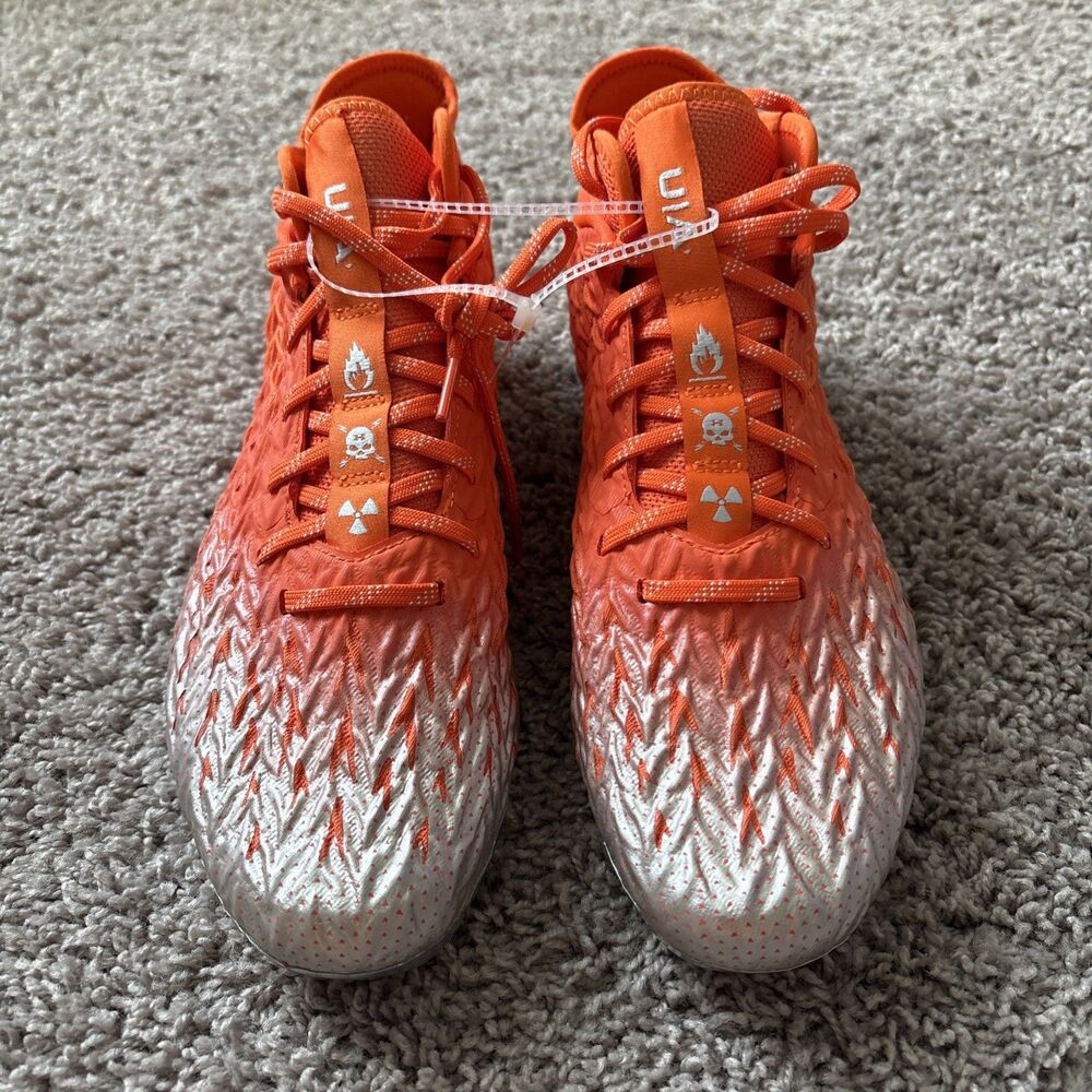 Under Armour Spotlight 4 MC Football Cleats 3027977-800 Orange Silver Mens 11.5